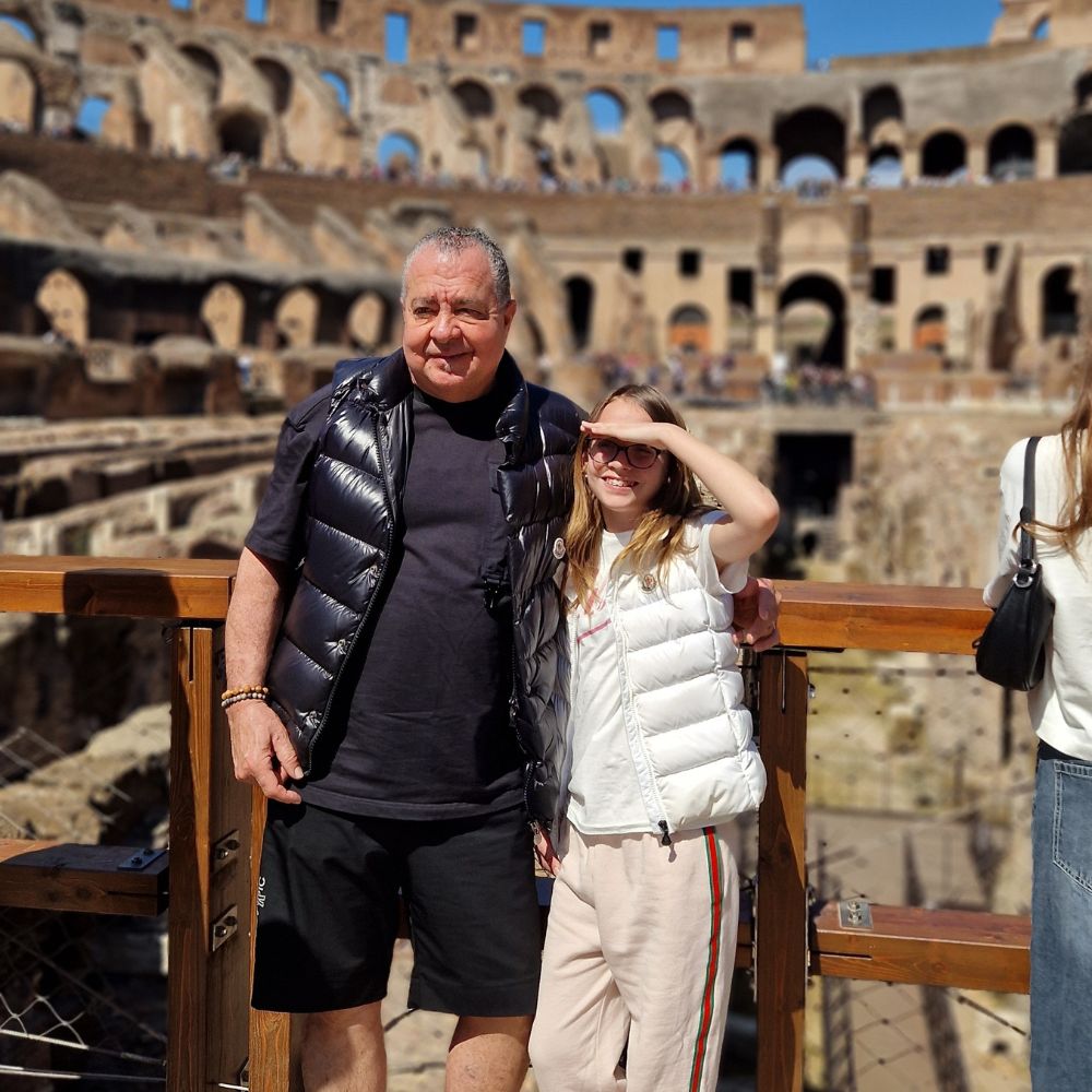 Father and Daughter enjoy a family-friendly colosseum tours with Walks Inside Rome